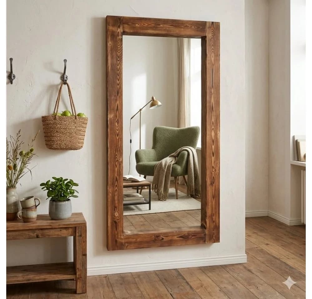 LebensWohnArt Wandspiegel Massivholz-Spiegel HARMONY 180x90cm Pinie geflammt - Bild 3
