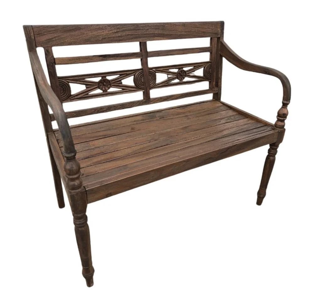 LebensWohnArt Sitzbank CHRISTOS Massive Teakholz 100cm Braun Outdoor - Bild 4