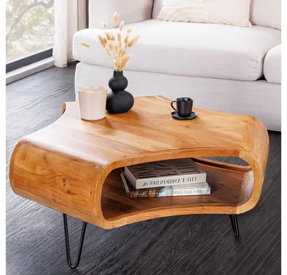 LebensWohnArt Couchtisch LIVE-RANIC 70cm Akazienholz Stauraum - Bild 2
