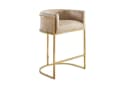 LebensWohnArt Barhocker LEGANZA Beige Samt Gold Edelstahl Bild 4