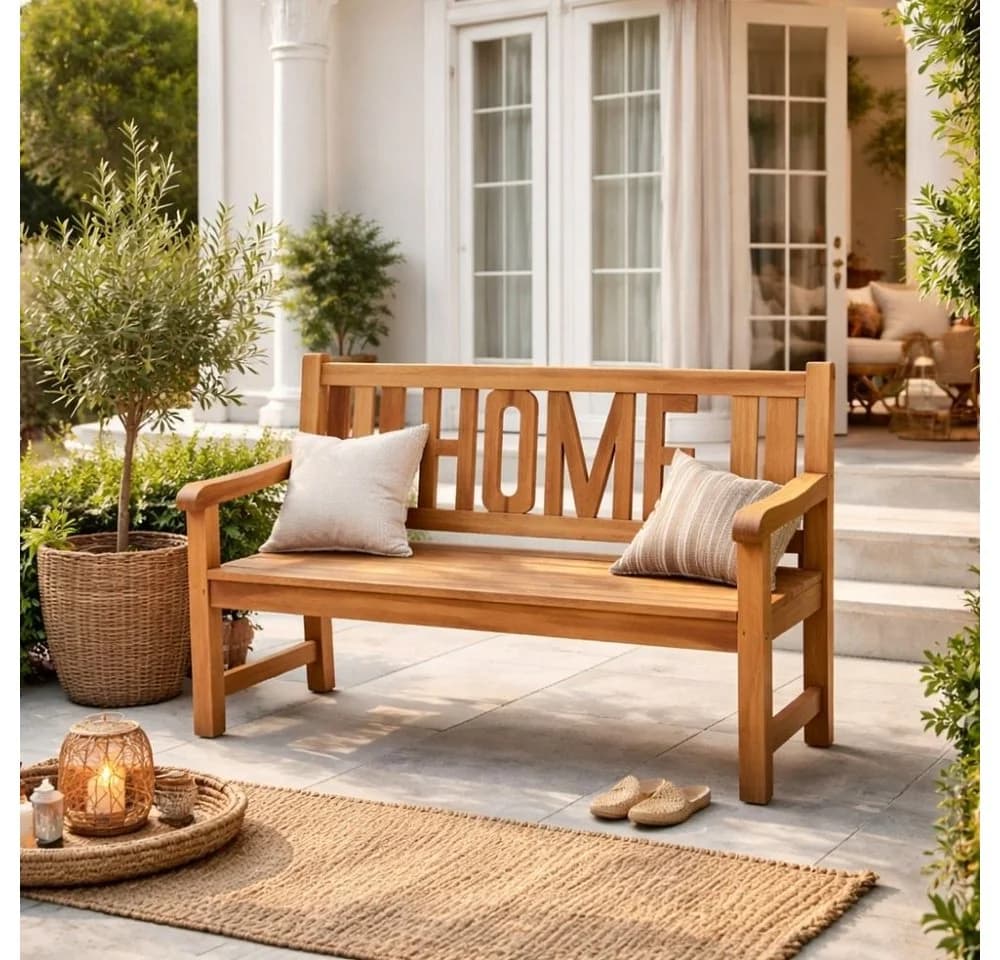 LebensWohnArt HOME Sitzbank Massivholz Teak 120cm Gartenbank - Bild 5
