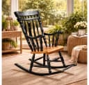LebensWohnArt Schaukelstuhl SCANDI Teakholz Braun/Schwarz Bild 1
