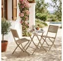 LebensWohnArt Bistro-Set 3-tlg. Taupe mit Klappstühlen und Rundem Tisch Bild 1