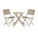 LebensWohnArt Bistro-Set 3-tlg. Taupe mit Klappstühlen und Rundem Tisch Bild 3
