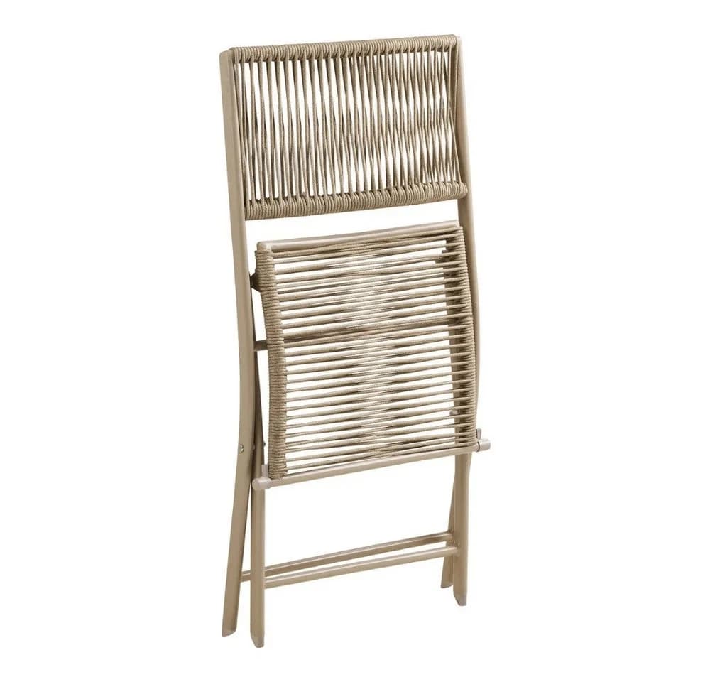 LebensWohnArt Bistro-Set 3-tlg. Taupe mit Klappstühlen und Rundem Tisch - Bild 5
