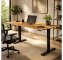 LebensWohnArt Höhenverstellbarer Schreibtisch KANTOR Eiche Schwarz Bild 3