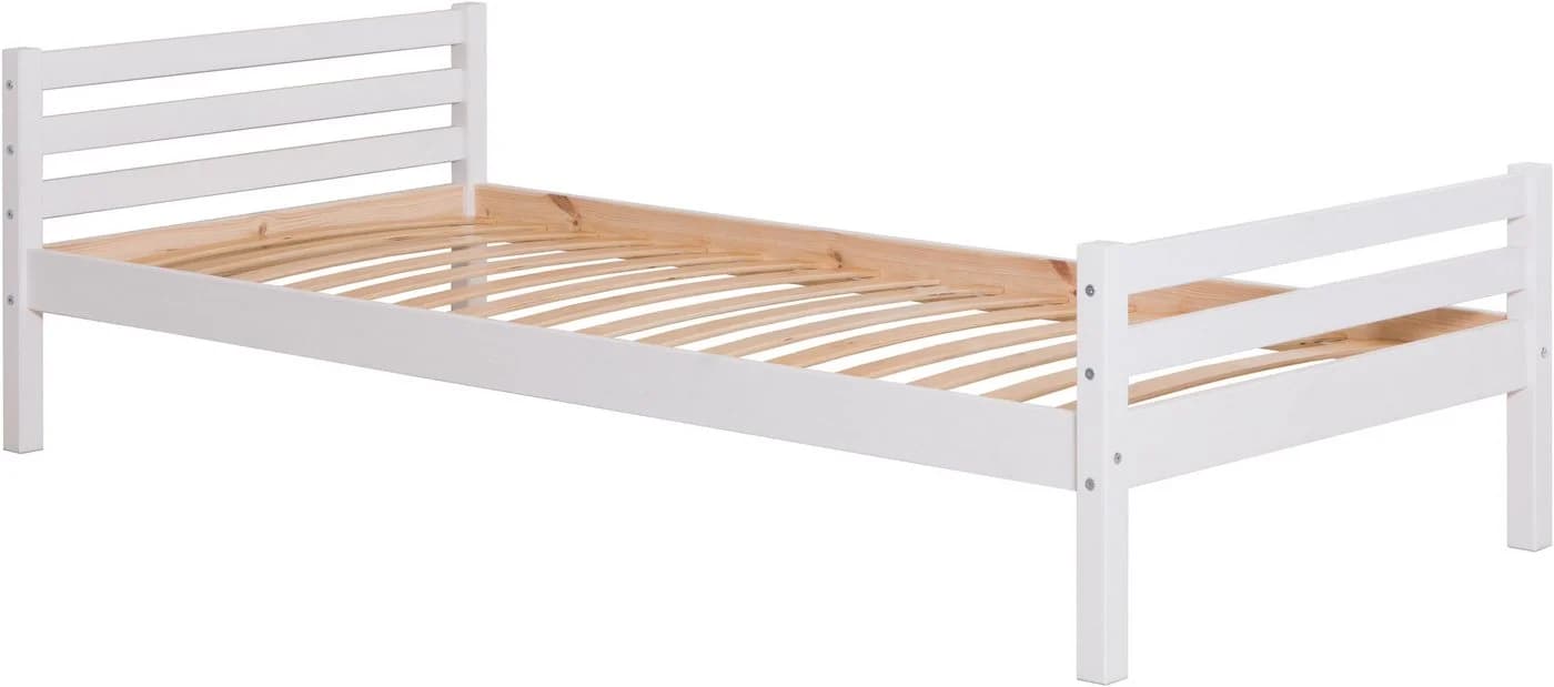 Jugendbett TICAA Weiß Kiefer Massivholz mit Rollrost - Bild 4