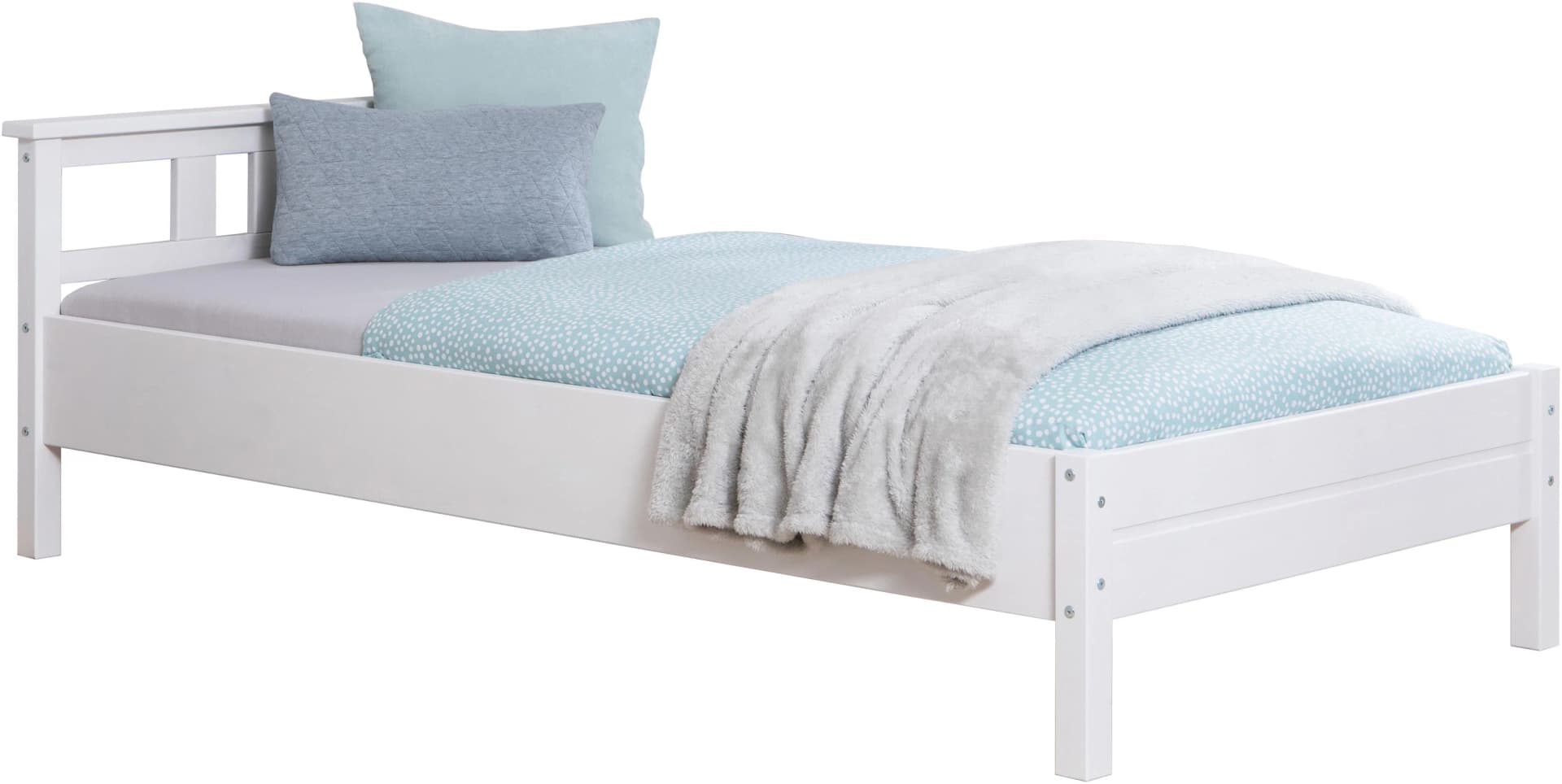 Futonbett TICAA Merci Weiß Kiefer Massivholz inkl. Rollrost