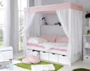 TiCAA Himmelbett Rosa 310 Kiefer Weiß Rosa/Weiß Stern Bild 1