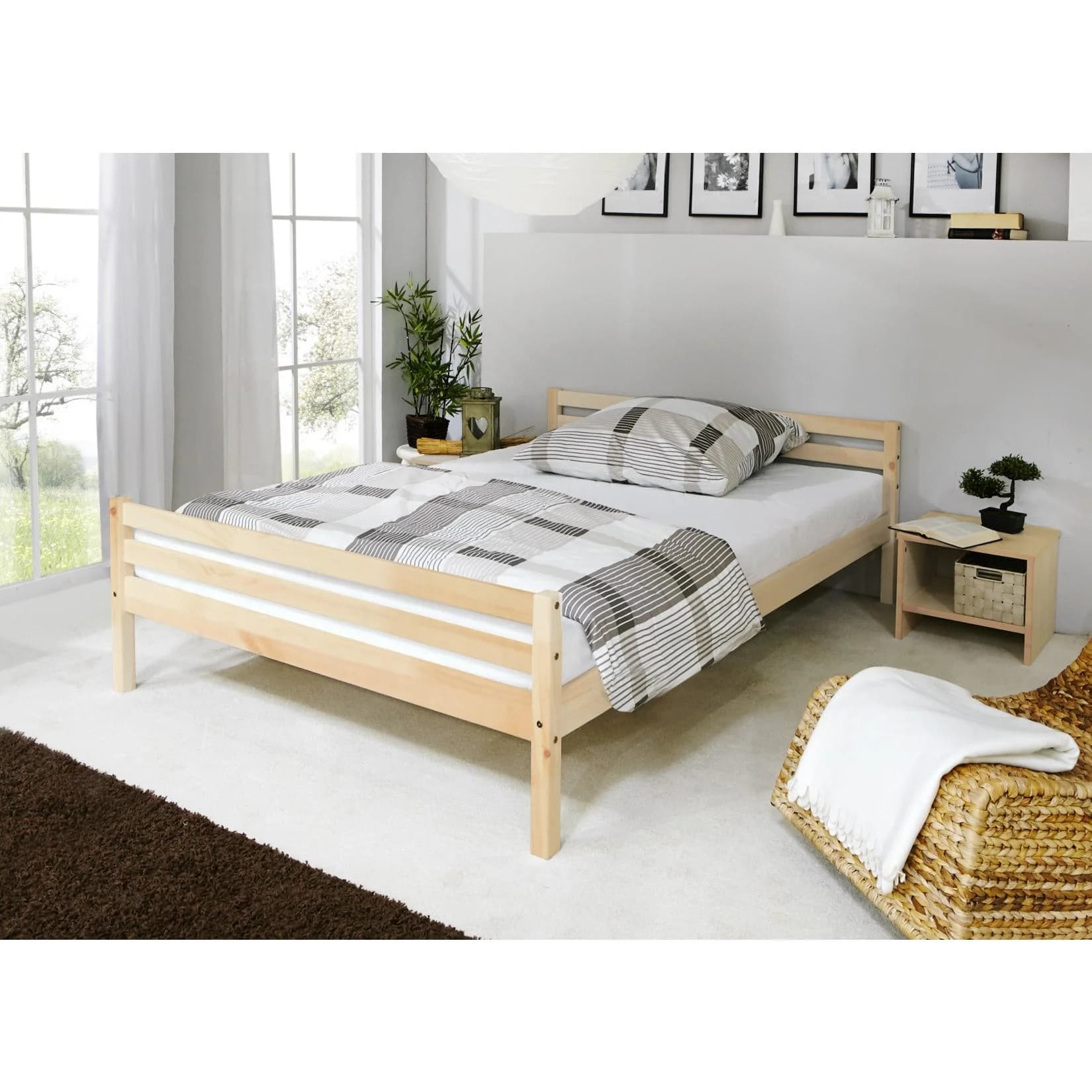 TiCAA Doppelbett Nadine 140x200 Kiefer