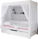 TICAA Himmelbett Lino Weiß Massivholz mit Schubkasten Bild 1
