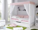 TICAA Himmelbett Lino Weiß Massivholz mit Schubkasten Bild 2