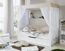 TICAA Himmelbett Lino Weiß Massivholz mit Schubkasten Bild 5