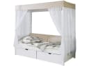 TiCAA Himmelbett Beige Weiß Kiefer massiv Bild 2