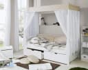 TiCAA Himmelbett Beige Weiß Kiefer massiv Bild 3