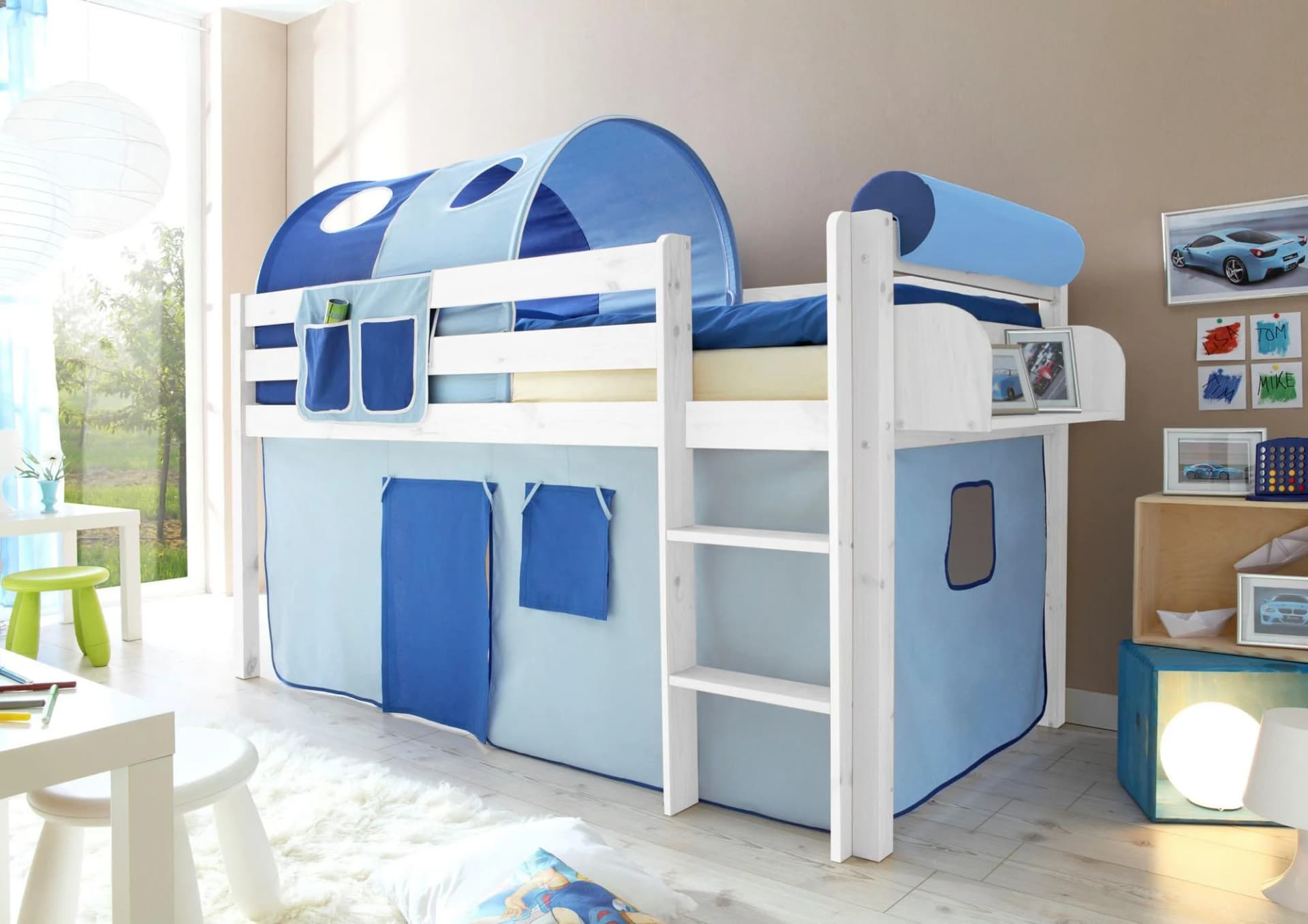 TICAA Hochbett Malte Weiß Blau Kiefer Massivholz - Bild 3