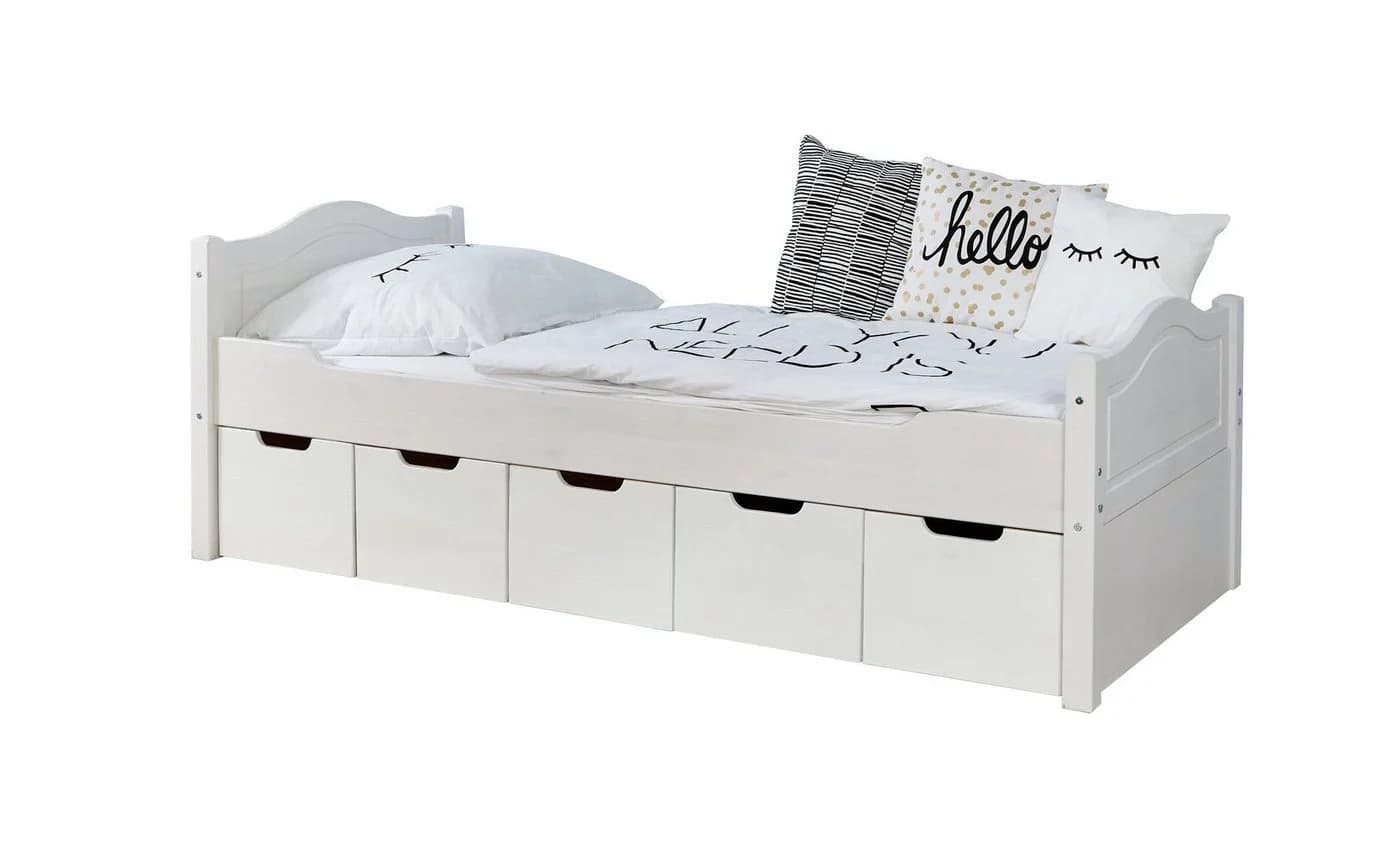 TiCAA Einzelbett Leni Weiß Kiefer Modern - Bild 2