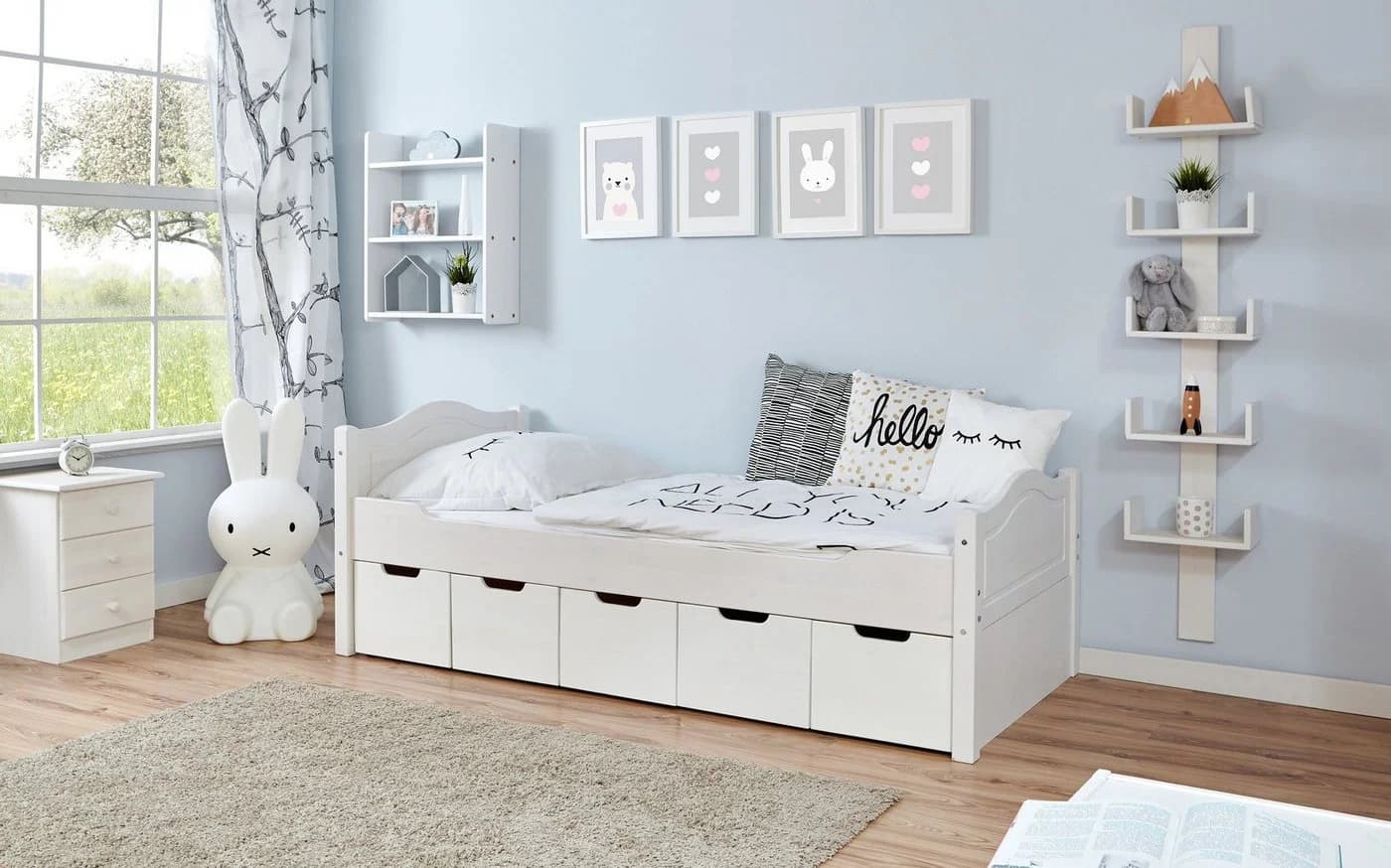TiCAA Einzelbett Leni Weiß Kiefer Modern - Bild 3
