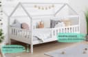 TiCAA Hausbett Kay Montessori Kinderbett Weiß Kiefer Massivholz Bild 4