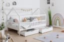 TiCAA Kinderbett Hausbett Montessori Kay mit Schubladen und Rausfallschutz Bild 1