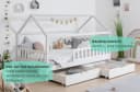 TiCAA Kinderbett Hausbett Montessori Kay mit Schubladen und Rausfallschutz Bild 4