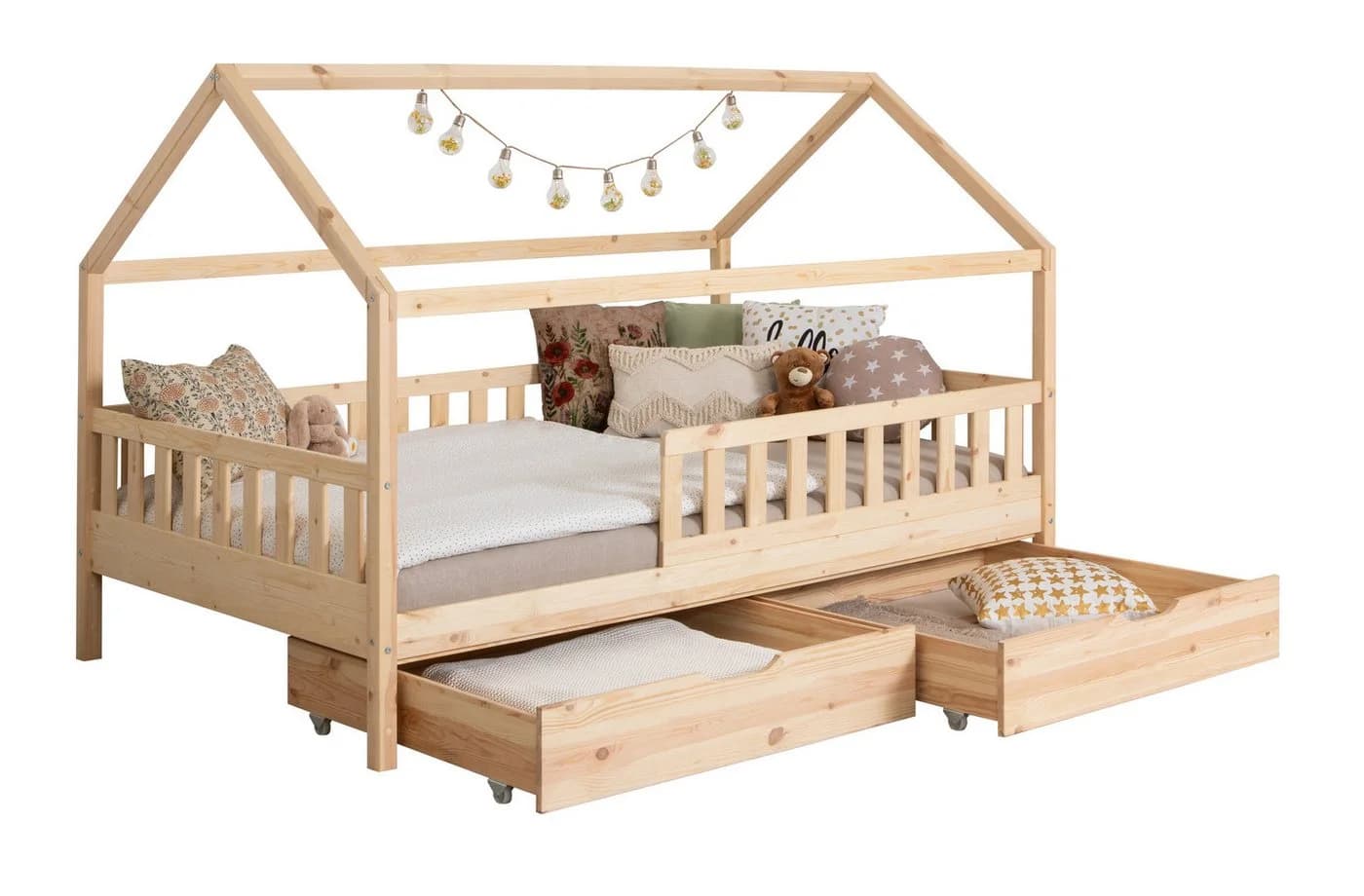TiCAA Kinderbett Hausbett Montessori Kay Kiefer Massivholz - Bild 2