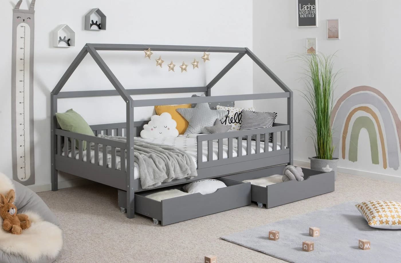 TiCAA Kinderbett Hausbett Montessori Kay Kiefer Massivholz