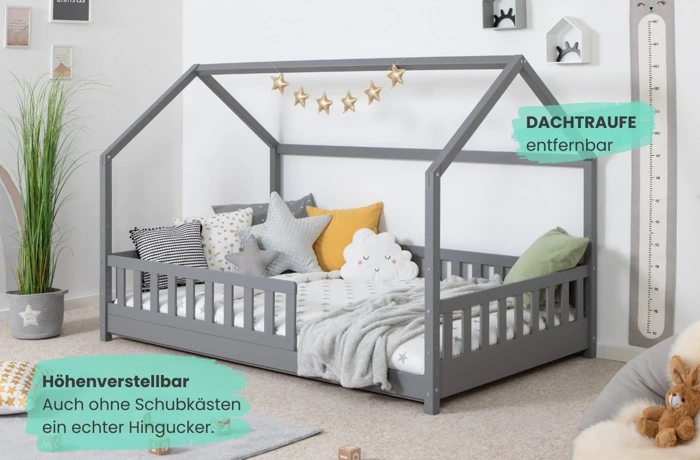 TiCAA Kinderbett Hausbett Montessori Kay Kiefer Massivholz - Bild 5