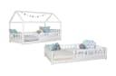 TiCAA 2-in-1 Hausbett Bodenbett weiß Kiefer Massivholz Bild 2