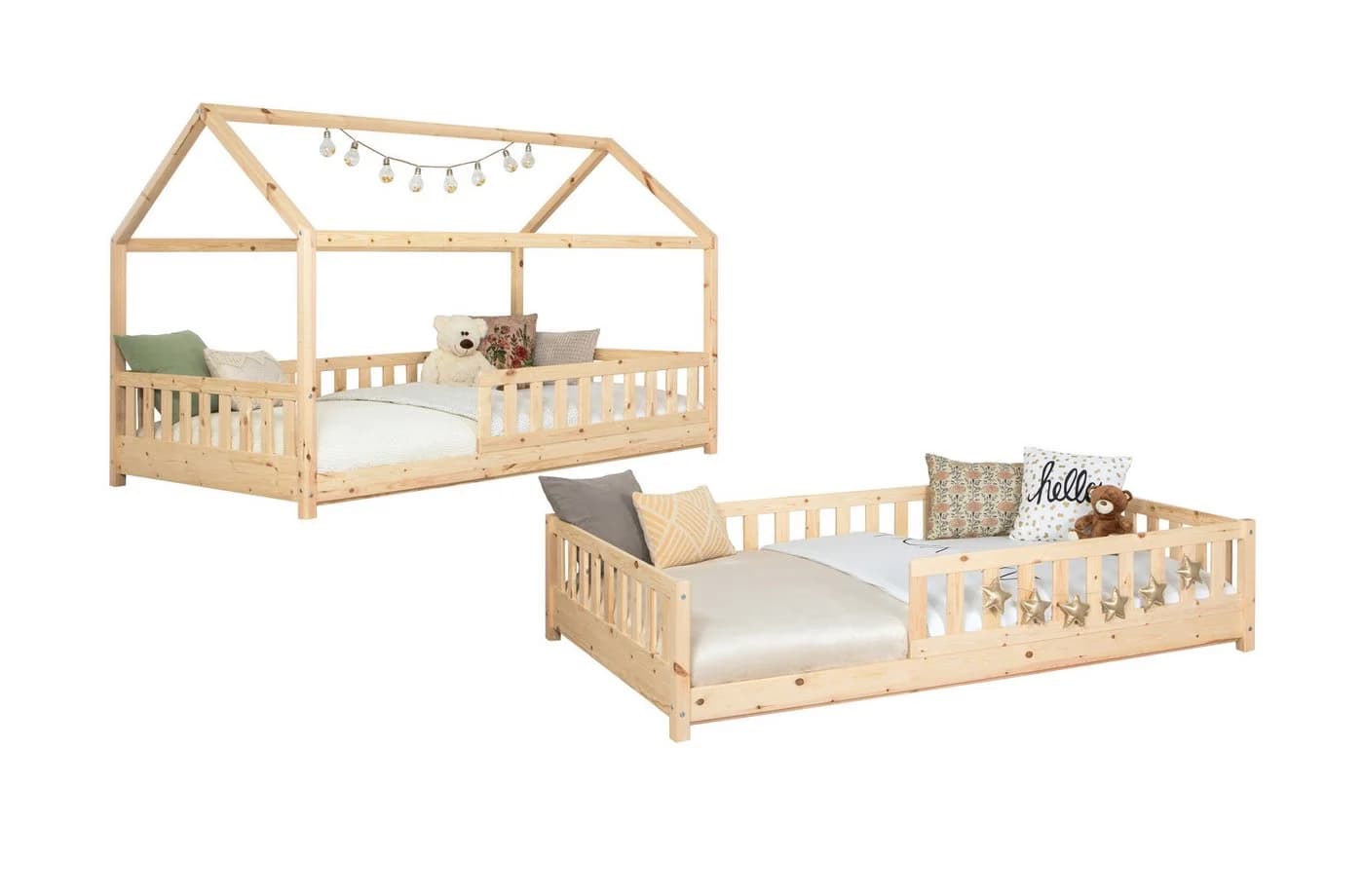 TiCAA Hausbett Duo 2-in-1 mit Dach und Rausfallschutz - Bild 2