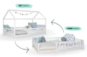 TiCAA 2-in-1 Hausbett Bodenbett weiß Kiefer Massivholz Bild 3