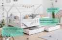TiCAA 2-in-1 Hausbett Duo Weiß Kiefer Massivholz mit Schubkasten Bild 4