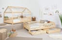 TiCAA 2-in-1 Hausbett Bodenbett Weiß Kiefer Massivholz Bild 1