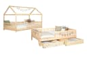 TiCAA 2-in-1 Hausbett Bodenbett Weiß Kiefer Massivholz Bild 2