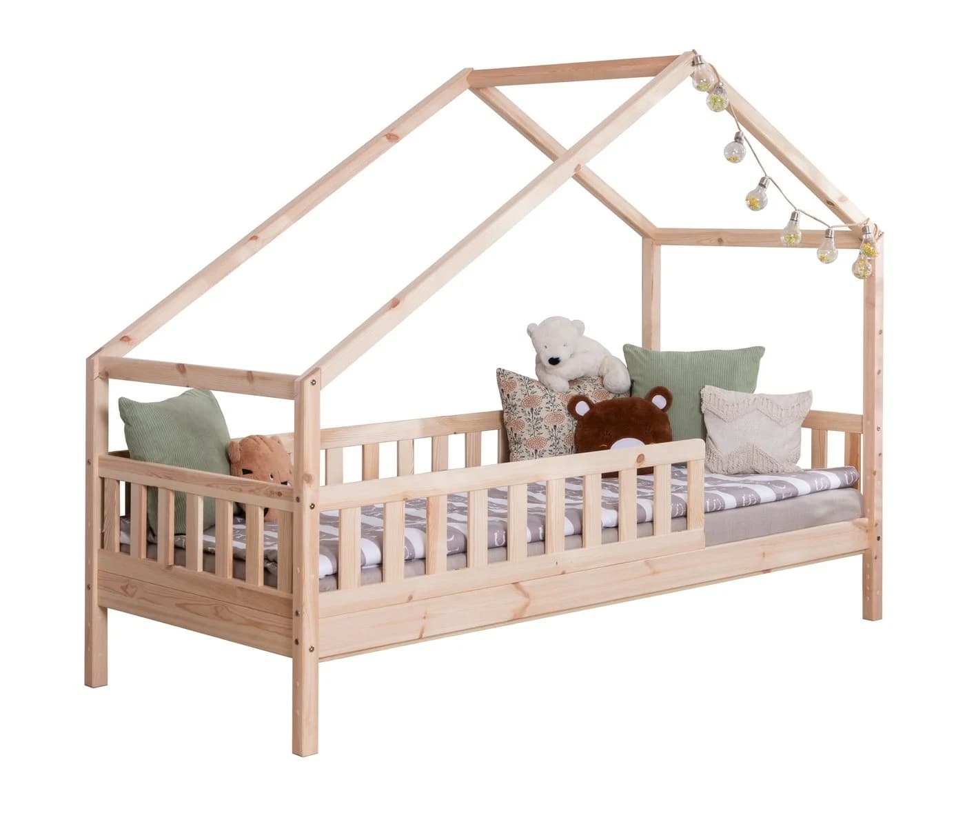 TiCAA Hausbett Lou wandelbar asymmetrisches Dach Kiefer Massivholz - Bild 2