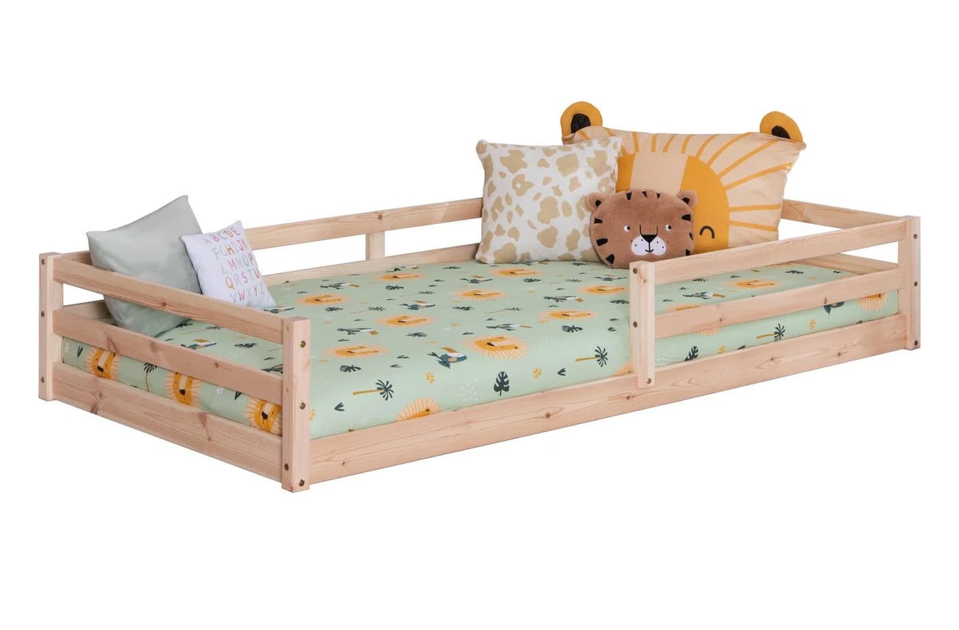 Ticaa Kinderbett Neo Bodenbett mit Rausfallschutz massiv Kiefernholz - Bild 2