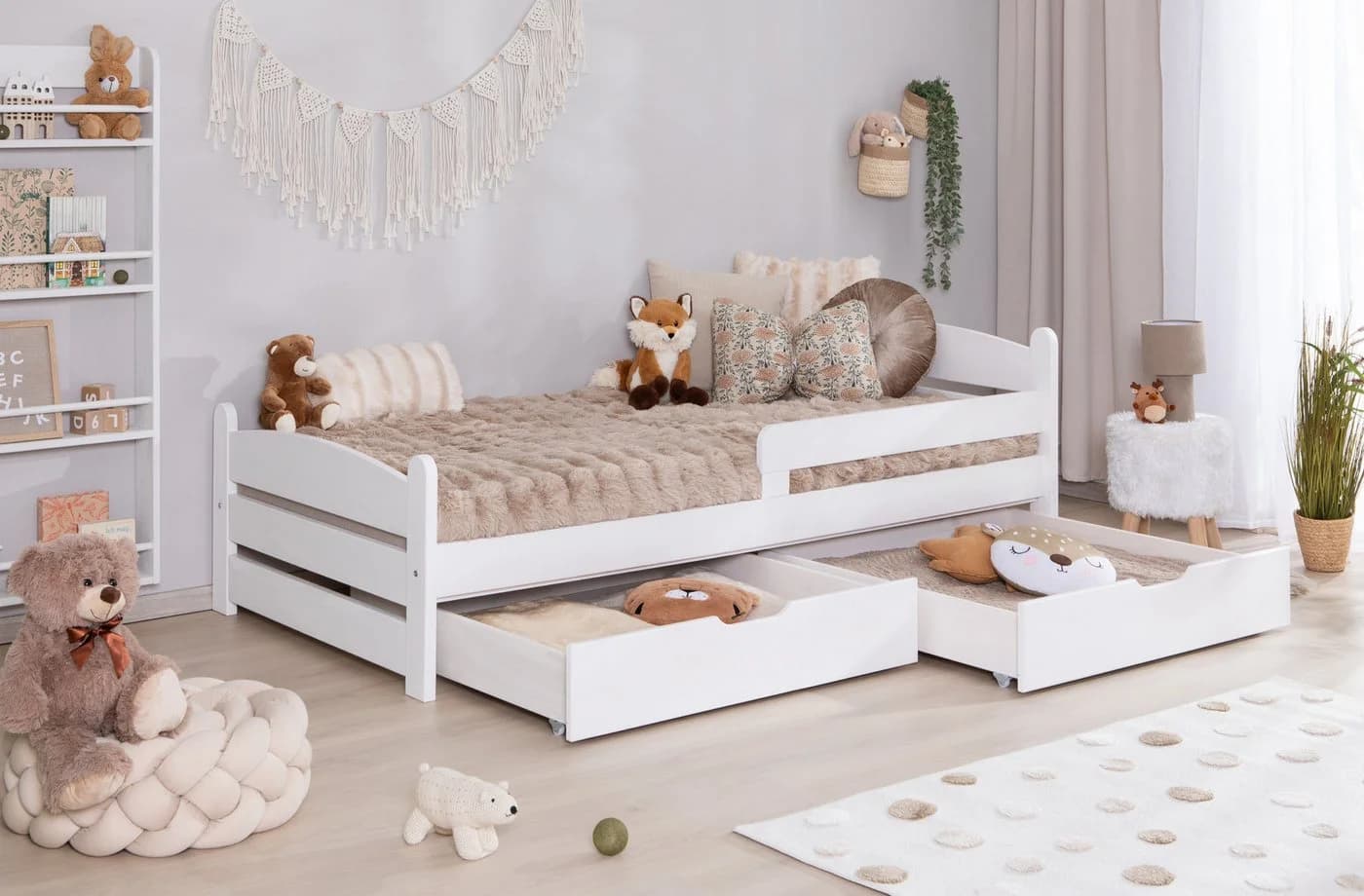 Ticaa Kinderbett Mello Weiß Massivholz