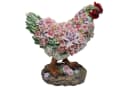Fachhandel Plus Henne mit Blumendekor Polyresin Gartenfigur Bild 1
