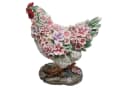 Fachhandel Plus Henne mit Blumendekor Polyresin Gartenfigur Bild 4