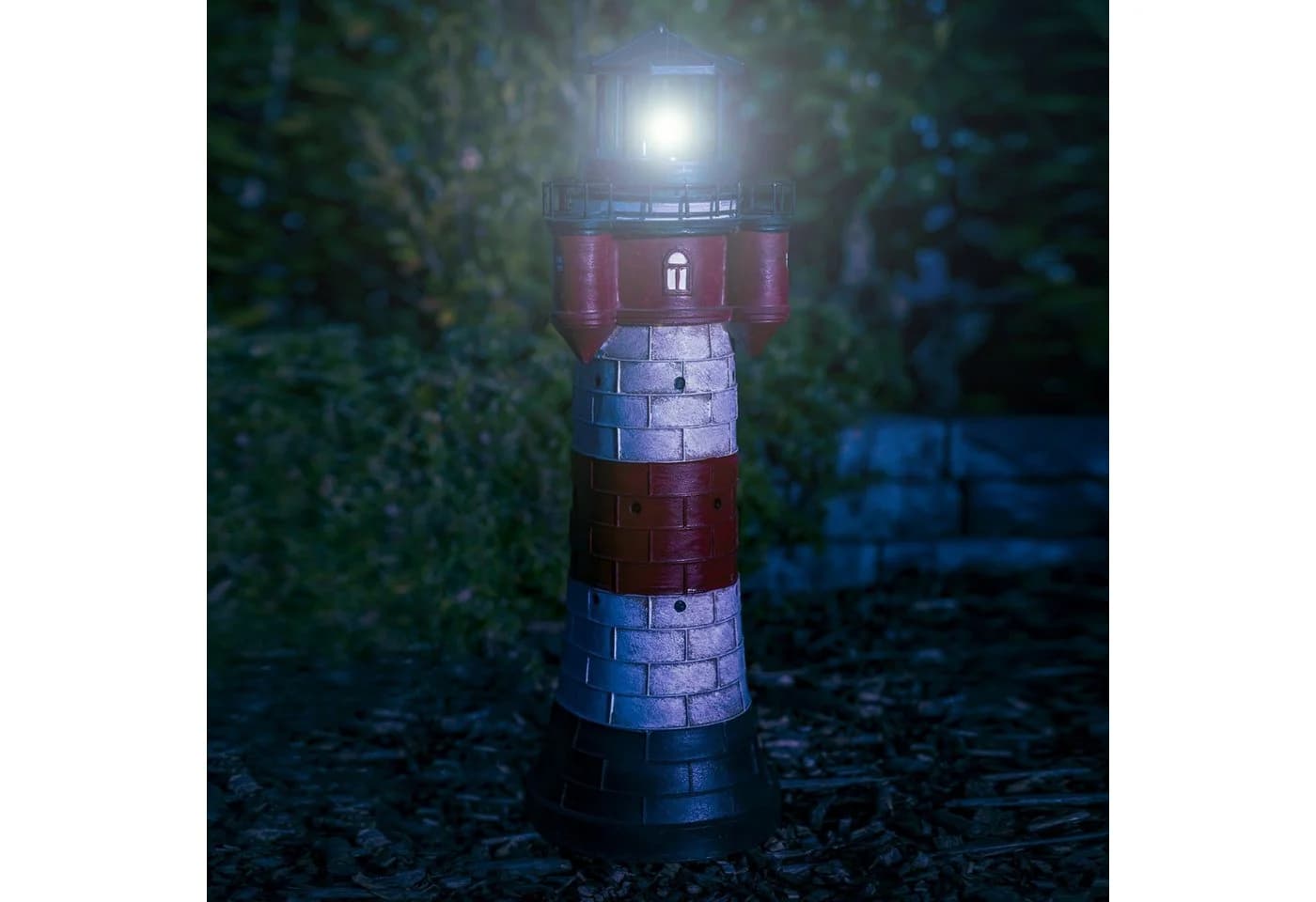 Fachhandel Plus Leuchtturm Roter Sand LED Solar blinkend Maritime Deko