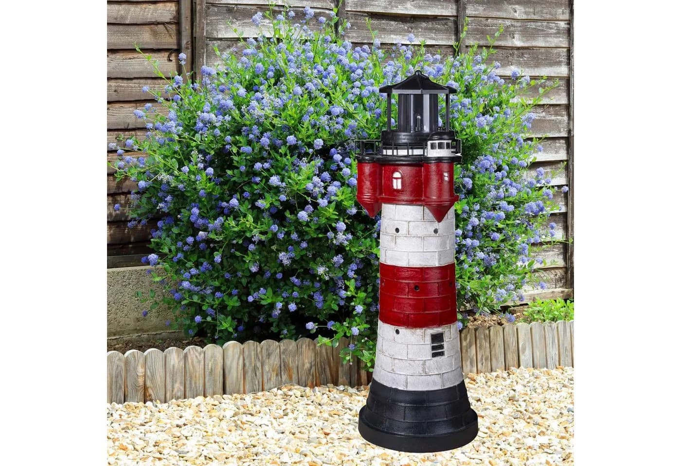 Fachhandel Plus Leuchtturm Roter Sand LED Solar blinkend Maritime Deko - Bild 3