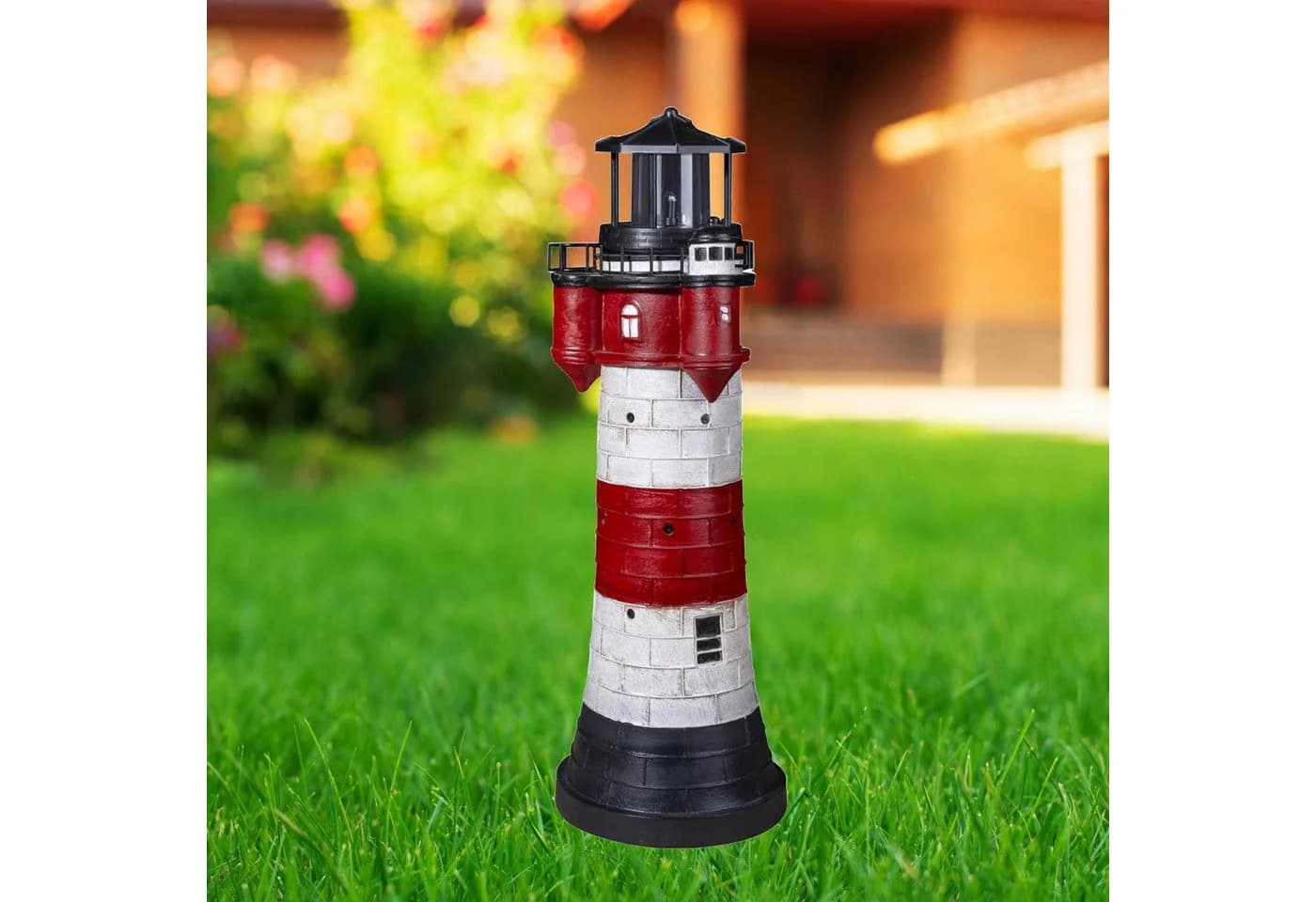 Fachhandel Plus Leuchtturm Roter Sand LED Solar blinkend Maritime Deko - Bild 4