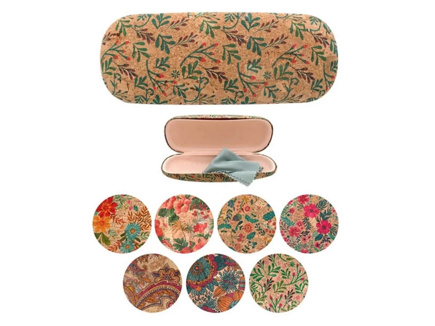 LK Trend & Style Brillenetui Kork Blumenmuster