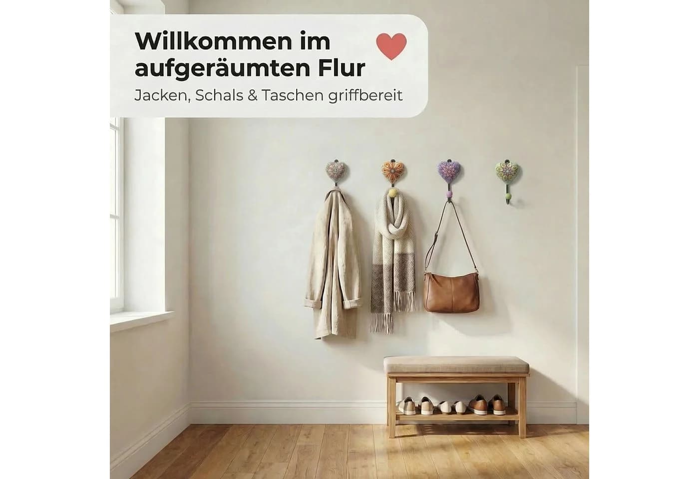 LK Trend & Style Garderobenhalter Herz-Design Blumenmuster - Bild 5