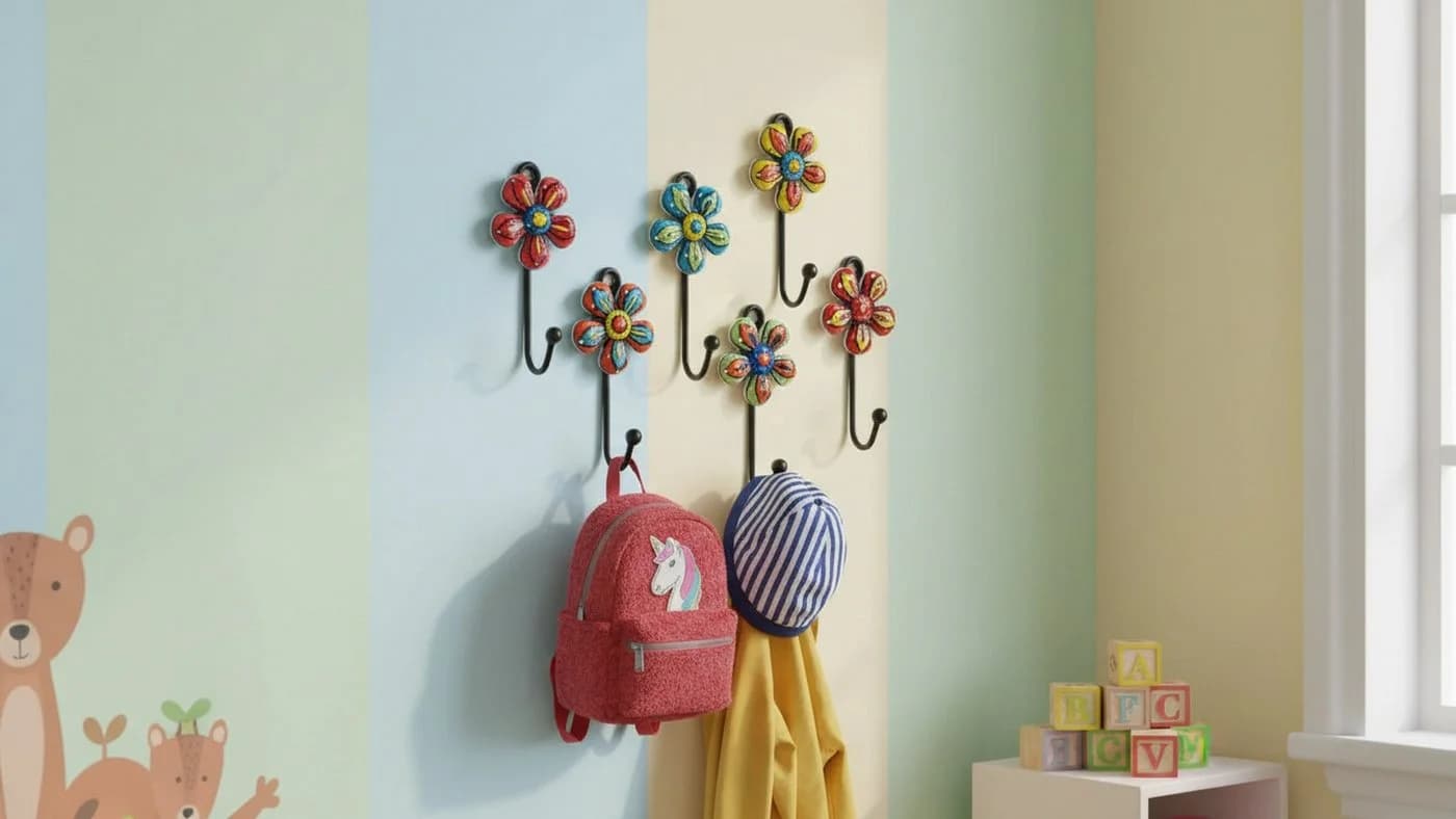 LK Trend & Style Wandhaken 6-tlg. Keramik Handbemalt Bunt