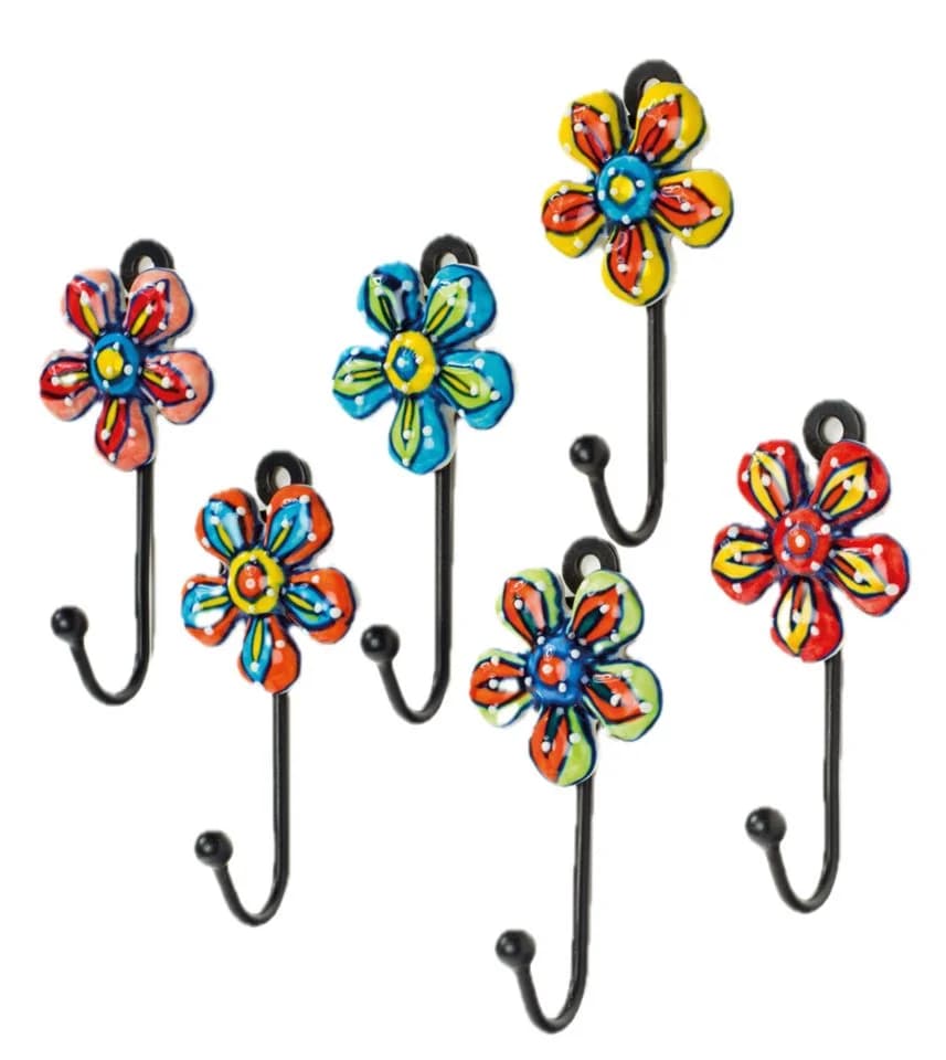 LK Trend & Style Wandhaken 6-tlg. Keramik Handbemalt Bunt - Bild 2