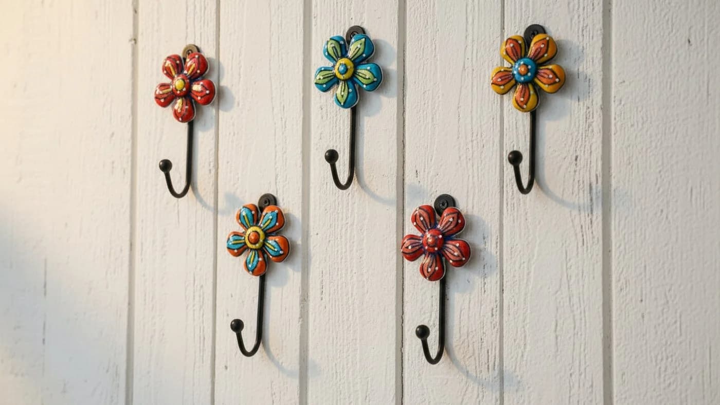 LK Trend & Style Wandhaken 6-tlg. Keramik Handbemalt Bunt - Bild 4