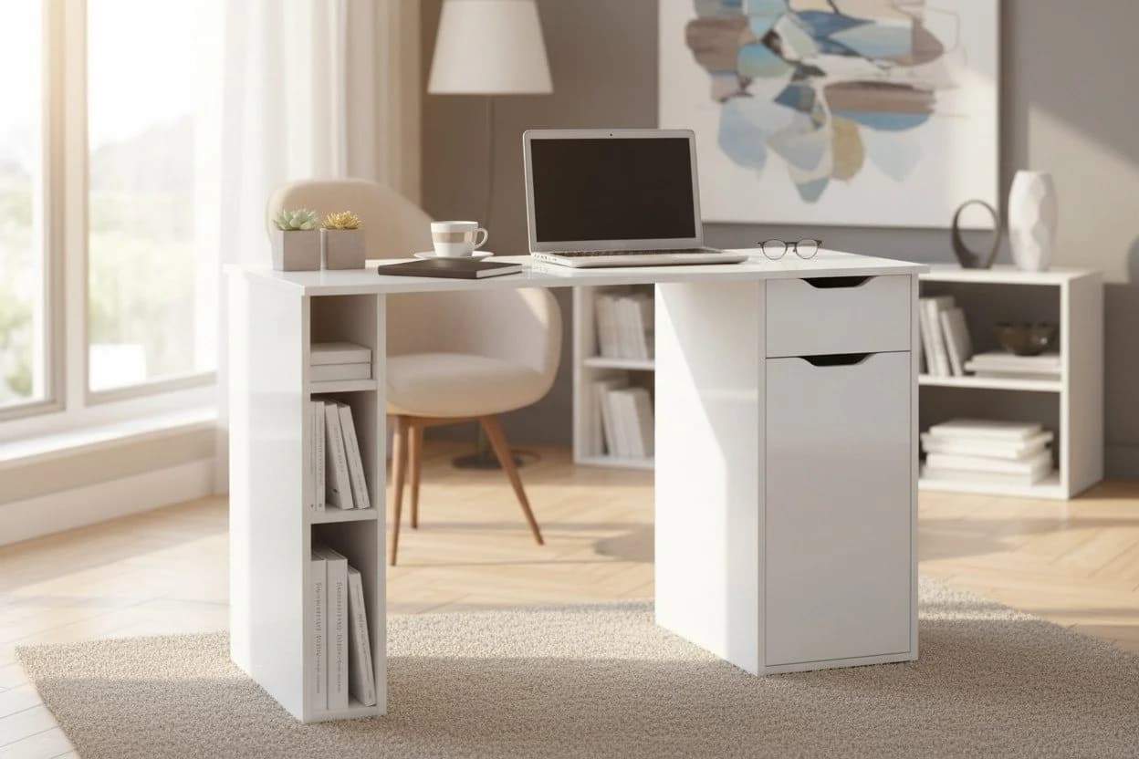möbelando Schreibtisch Max Weiß Hochglanz Modern - Bild 2