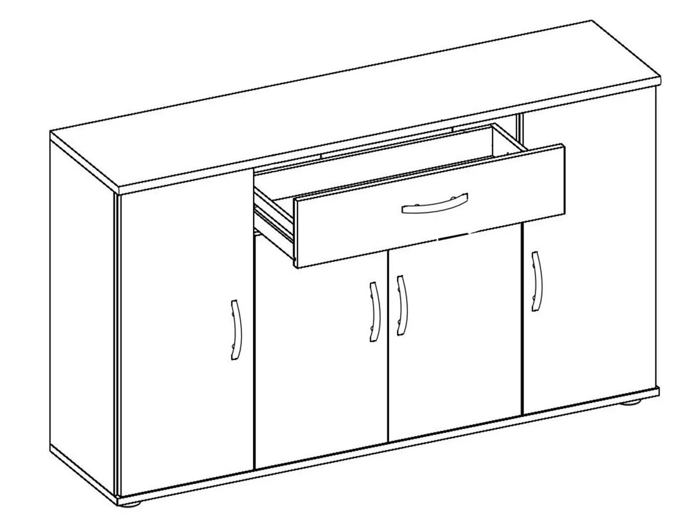 PREISBRECHER Sideboard Lissy Modern Sonoma-Eiche 4 Türen Schubkasten