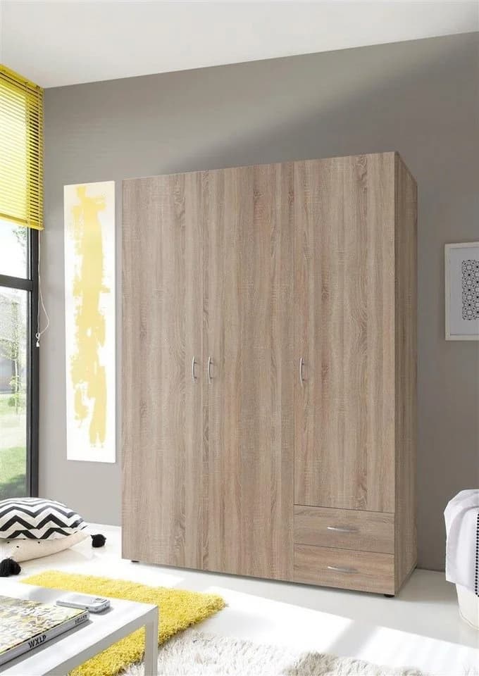 möbelando Kleiderschrank Hamina Sonoma-Eiche 3 Türen 2 Schubkästen - Bild 2